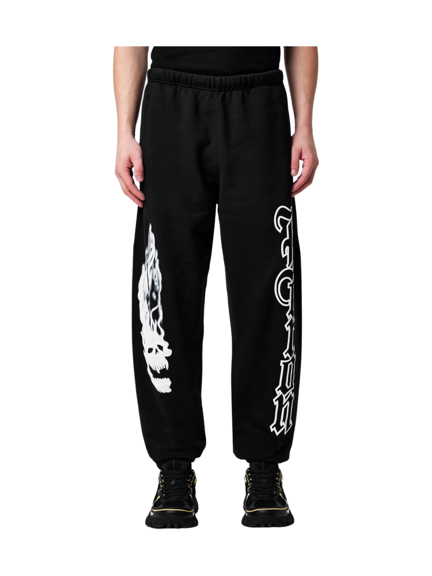 Heron Preston Black Flame Skull Sweatpants