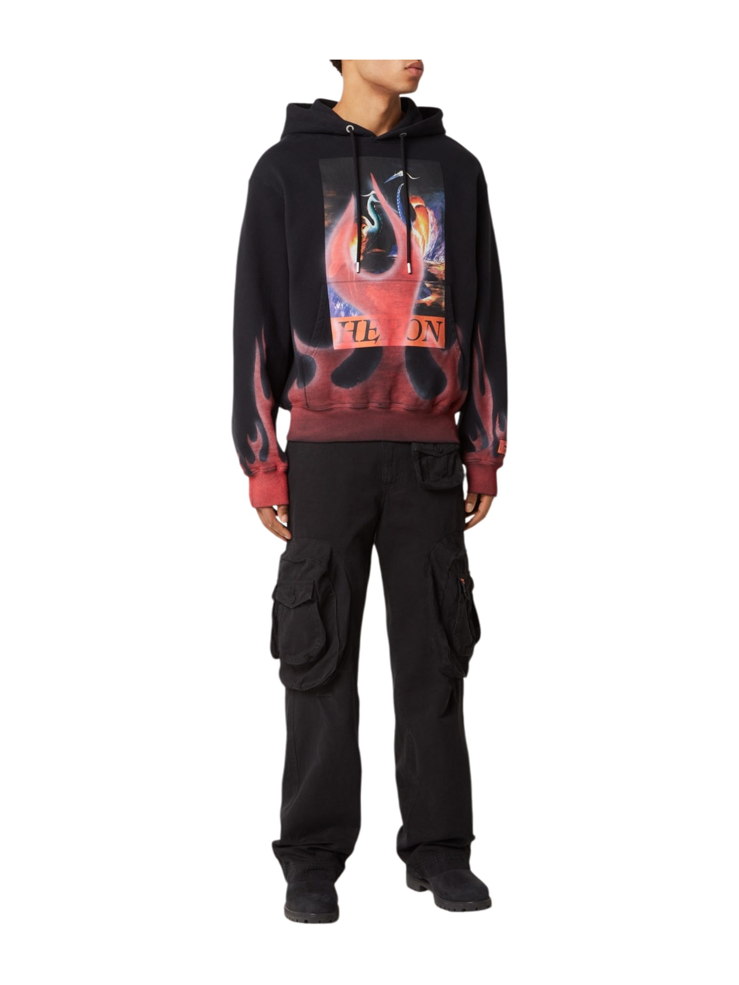 Heron Preston Flame Graphic Logo Hoodie
